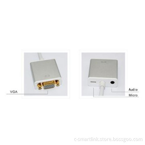 Gold-plated HDMI to VGA adapter/convert HDMI into VGA video with audio, microUSB charging